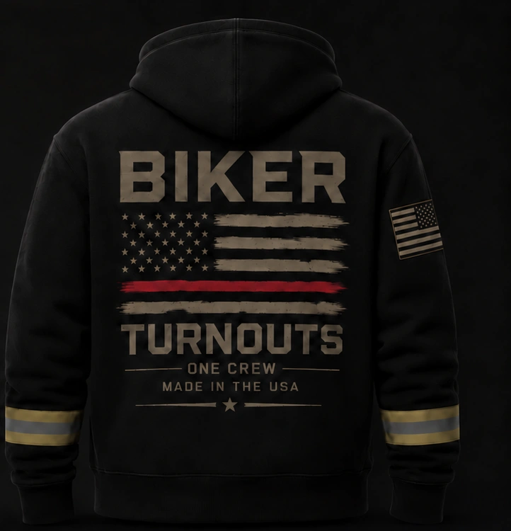 Back of the Biker Turnouts hoodie concept